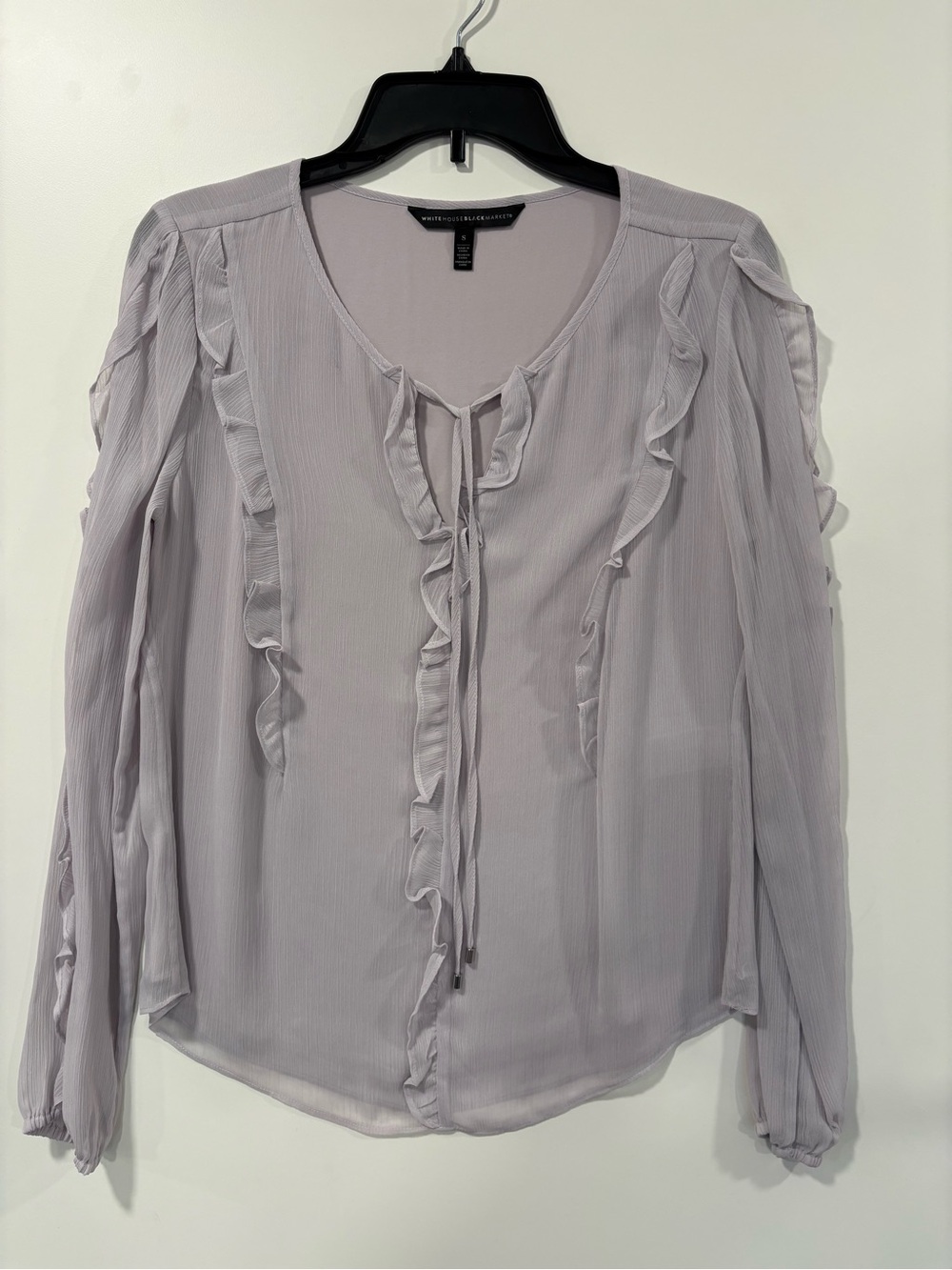 White House Black Market Lavender Ruffle Tie-Front Blouse